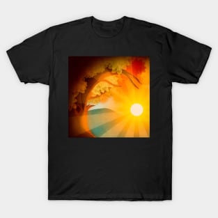 Orange Sunset Behind Tree T-Shirt